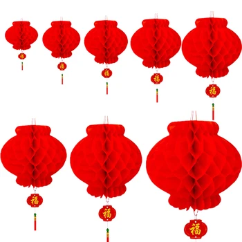 1 Db 12,5 cm-55cm Hagyományos Kínai Vörös Papír Lantern 2020-ra az Új Év Dekoráció Lógni Vízálló Lámpás Fesztivál