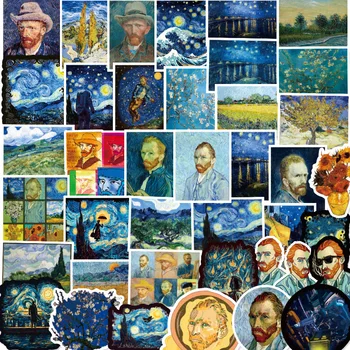 10/50PCS Van Gogh Festmény Matricák Vízálló Napraforgó Művészeti Matrica Laptop Gördeszka, Hűtő, Számítógép Graffit Matrica