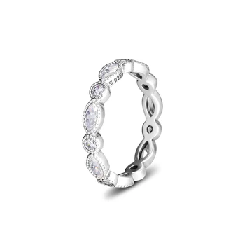 100% 925 Sterling Ezüst Gyűrű, Világos CZ Kerek, Ovális Örökkévalóság Gyűrű Női Ajándék Esküvői Ékszerek Sterling-Ezüst-Ékszer