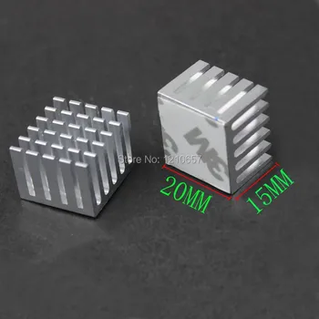100-as CSOMÓ, 20 x 20 x 15 mm-es Ezüst Alumínium hűtőbordák IC Chip Hűtő Hűtési Hűtőborda