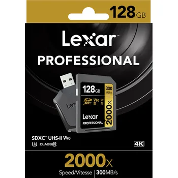 100% Eredeti Lexar 128 GB 64 gb-os SDXC-Kártya U3 32 gb-os SDHC Kártya 2000X UHS-II. 300MB/s Sebességű Flash Memória 3D-s 4K videó Kamera