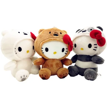 10CM Aranyos Anime Plüss Játék Íj Kitty KT MERT Barna medve Fehér medve Panda Aranyos Puha Plüss Baba Medál Játék Gyerekeknek, Születésnapi Ajándék