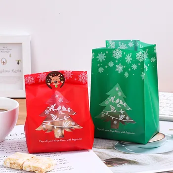 10db Hópihe Karácsony Fa Ajándék Táskák Boldog Karácsonyt Sütés Csomagolás Zacskó Édességet Dobozok Karácsonyi Dekoráció az Otthoni 2021 Navidad