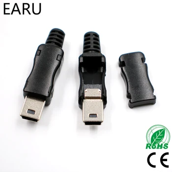 10db Mini USB 5 Pin-T Port Férfi Csatlakozó Aljzat Csatlakozó Műanyag Fedél a DIY Dropshipping Felső Eladó SDA adatkábel Vezetékes Vonal