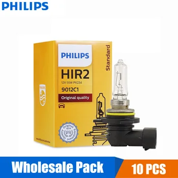 10DB Philips Látás H1R2 9012 C1 12V 55W PX22d +30% Fényes Eredeti Fény Autó Halogén Fény Szabványos Lámpák Nagykereskedelmi Csomag