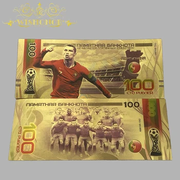 10db Szép világbajnokság Bankjegy Portugália Cristiano Ronaldo Bankjegy a 24 karátos Aranyozott Gyűjtési
