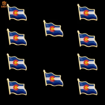 10db USA Mini Kerámia Csap Egyéni Colorado Állami Zászló Hajtóka Nyakkendős Öltönyös Férfi Hazafiság Jelvény Bross Ékszer Ajándék