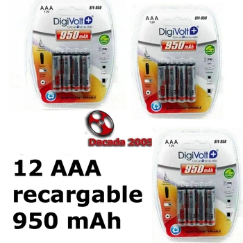 12 Digivolt elem AAA 950 mAh-s akkumulátorok 1.2 v Volta NH AAA NiMh ingyenes, 24 órás
