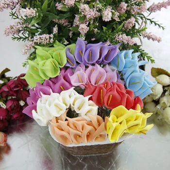 12db/sok Dekoratív Virágokat Kála Mesterséges Virág PE lakberendezési Party Esküvői Csokor Stamen Hamis Virágok