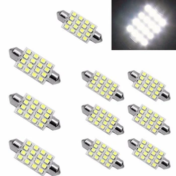 14Pcs Fehér LED Lámpa Belső Fény Csomag, Kit T10 36mm Autó Auto Belső Térkép Kupola Rendszám Csere Fehér Lámpa Szett