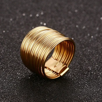 15mm Wrap Gyűrű Nőies Nők Tavaszi Gyűrű, Arany Színű Egymásba Rakható Nagy Kerek Túlzás Ékszerek
