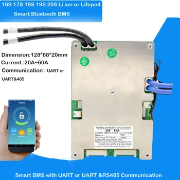 16 48V 17 18 19 20 72V Okos Bluetooth BMS a 30A 40A 50A 60A Állandó Aktuális UART RS485 Kommunikáció