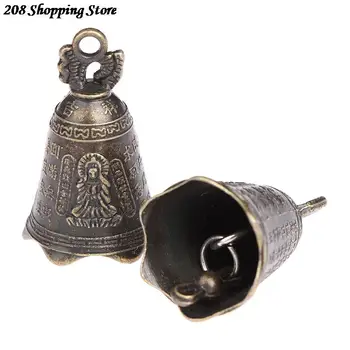1DB Antik Bronz Harang Kínai Mini Szobor Imádkozni Guanyin Buddha Bell Feng Shui Bell DIY autó Lógó Medál Dekoráció