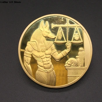 1db Aranyozott Egyiptomi Halál Protector Anubis Érme Másolata Érmék Egyiptomi Isten, A Halál Emlékérme Gyűjtemény Ajándék