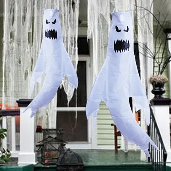 1db Halloween Szellem Szélzsák LED Lámpa Lóg a Haza Ajtó Udvaron Szabadtéri Bár Haunted House Dekor Fesztivál Party Kellékek Kellékek