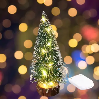 1db LED Mini Mesterséges karácsonyfa Díszek Miniatűr Frost Fesztivál, Dekoráció Fa Karácsonyi Asztali 4Sizes H6Z9