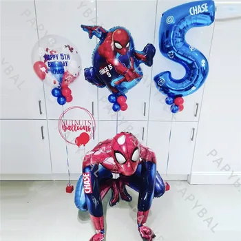 1Set Marvel Spiderman Lufi Állítsa be a 3D-s vasember Fólia Léggömb Gyerekeknek, Születésnapi Party Dekoráció, Baba Zuhany Globos Fiú Ajándékok