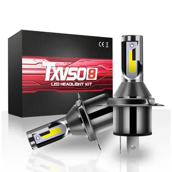 2 db Legújabb Dióda Lámpa H4 LED-es Fényszórók Autó MINI 9003/HB2 Hi/LO Univerzális Automatikus COB 6000K Fény 55W/Izzó led 26000LM