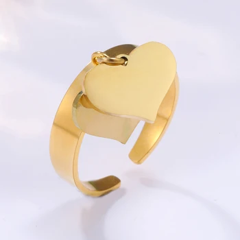 2020-as Új Trendi Esküvői Gyűrű Rozsdamentes Acélból készült, Két Szív Arany Szín, Szélesség 4 mm Ujj Gyűrű Női Kiegészítők Anillos Ékszerek