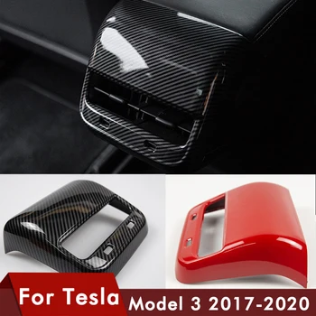 2021 Model3 Autó Szénszálas ABS Hátsó Szellőző Aljzat Fedelét Vágja A Tesla Model 3 Tartozékok Belső Modell Y Három Új