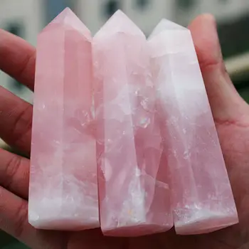 2021 Új Dögös Divat Természetes Rock Rose Quartz Crystal Pont Gyógyító Kő Tiszta Szín Obeliszk Pálca Rózsaszín 40-50mm Haza Diy Forró