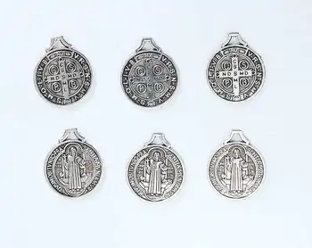 20db 15mm*15mm Antik ezüstözött Kerek Tag Vallási Varázsa DIY Ékszer Készítés Tartozékok