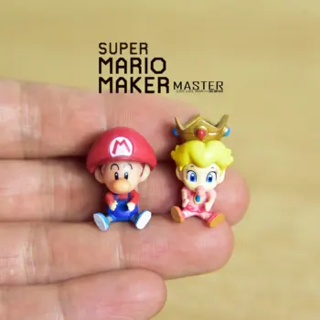 24PCS 2.4 cm-es Super Mario BB Hercegnő BB Mini Baba modell díszek gyűjtemény díszek DIY díszek