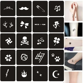 24PCS/SET Csillám Tetoválás Stencil Divat Rajz Sablonok Nők, Lányok, Airbrush Sablon Henna Tetoválás Stencil Festés