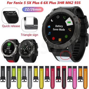 26 22mm Pántok Watchband A Garmin Fenix 6 6X 5X Pro 5 Plusz 3HR Enduro Szilikon gyorskioldó Easyfit Csukló Zenekar Öv Tartozék