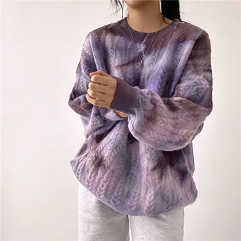 2colors 2021 Őszi Téli Női Pullovers, Illetve Pulóver Pulóver koreai Stílus Meghalni Nyakkendő Laza, kötött Pulóver, Női (C8226)