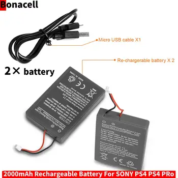 2db 3,7 V 2000mAh Akkumulátor Csere Akku & Töltő Készlet Sony PS4 Pro Vezérlő CUH-ZCT2 vagy CUH-ZCT2U Akkumulátor