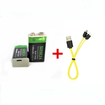 2db/sok 9V 1000mAh Li-ion Akkumulátor USB-Újratölthető Akkumulátor Érzékelő Játék Újratölthető Akkumulátor Micro USB Kábel-Gyors Töltés