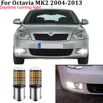 2x Canbus Fehér Autó LED lámpa 1156 DRL villanykörte Skoda Octavia 2 MK2 1Z A5 2005-2013 nappali menetjelző fény izzók