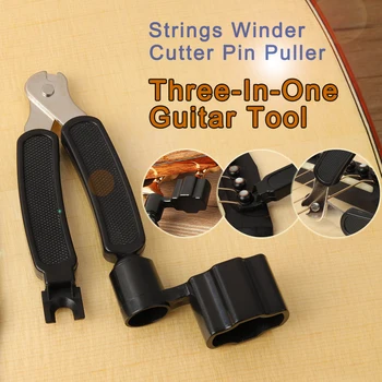 3 az 1-ben Gitár Eszköz String Winder String Vágó Pin Lehúzó Gitár Szerszám Készlet Többfunkciós Gitár Tartozékok