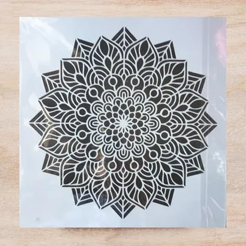 30*30cm Nagy Mandala Több Réteg Levelek DIY Rétegződés Stencil Festmény Scrapbook Színezés Dombornyomás Album Díszítő Sablon