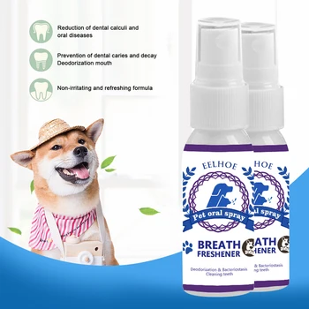 30ml Pet Levegőt Illatosító Spray Hordozható Macskák, Kutyák, szájápolás Fogászati Spray Szóbeli Egészséges Érdekel Folt Szag Eltávolító Pet Supplies