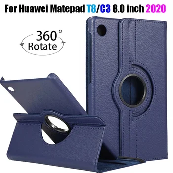 360 Fokos Forgatható Okos Esetben A Huawei Matepad T8 8.0 hüvelyk PU Bőr Flip Állni Tabletta Fedezi A MediaPad C3 8inch