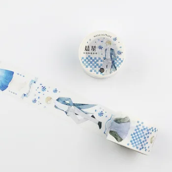 3cm 5m 1 Db Kék ruhás Hölgyek, Urak Design Washi Tape Ragasztó DIY Scrapbook Matrica Maszkolás lakberendezés