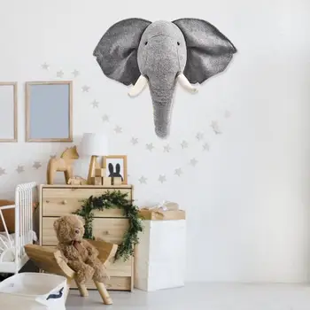 3D Cuki Elefánt Állat Fejét, Fali Dekoráció Lógni Freskó Plüss Skandináv Otthon Szoba Óvoda Óvoda Grafika Dekoráció