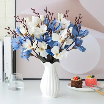 43 CM EGY Csapat 20 Virág Fejét Mesterséges Csokor Magnolia Magas Minőségű Hamis Virágok, DIY, lakberendezés Esküvő Fotózás, Kellékek