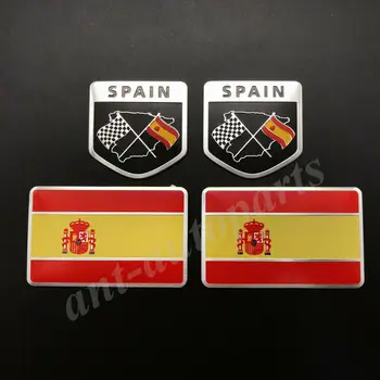 4x Metal Spanyolország spanyol Zászló Autó Embléma Jelvény Motorkerékpár Spoiler Matrica, Matricák