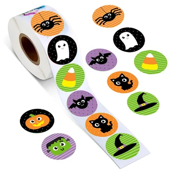 500pcs Halloween Matricák Fél Candy Táskák Doboz Ajándék Csomagolás, Díszítés Tag Tömítő Címke Gyerekeknek Dekoráció 1,5 Hüvelykes Matricák