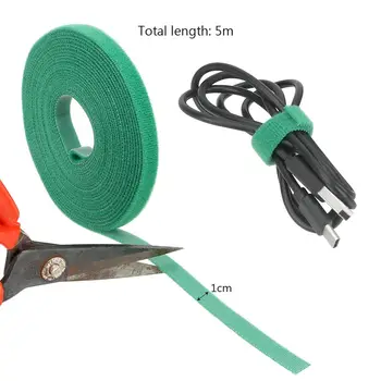 5m*1cm Nylon Kábel Köti Többfunkciós Kötőelem Újrafelhasználható Magic Tape Nylon Heveder elektromos Vezetéket Hurok Szalag