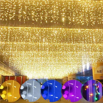 5M LED felülvilágító Jégcsap String Fények Karácsonyi Tündér Fények Garland Szabadtéri Haza Esküvő/Fél/Függöny/Kert, Dekoráció