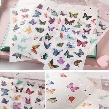 6 Lap Watercolored Állatok Pillangó Washi Papír Matrica Notebook Számítógép Telefon Dekoráció