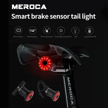 6 Modellek MEROCA Kerékpározás Kerékpár Lámpa USB-hátsó Lámpák Intelligens Érzékelő, Automatikus/Kézi Üzemmód Kapcsoló 2021 Smart Figyelmeztetés Kerékpáros Lámpák