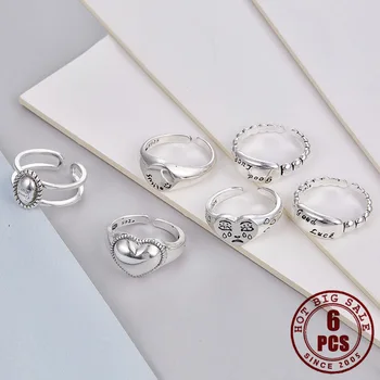 6db Smiley Állítható Gyűrű A Nők Vintage Nyitva Ezüst Színű Gyűrűk Ujját Klasszikus Divat 2021 Trend Ékszerek, Kiegészítők Ajándék