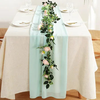 70x300cm Chiffon asztali Futó Esküvő, Születésnapi Party Esemény Asztal Dekoráció Modern Luxus Terítő lakberendezés asztali Futó