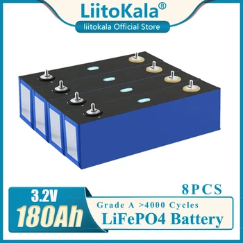 8DB LiitoKala 3.2 V 180Ah lifepo4 Lítium vas foszfát 12V 24V Napenergia Tárolás RV UPS Elektromos autó akkumulátor