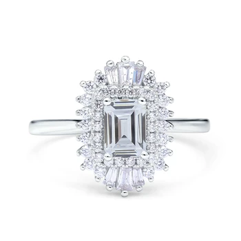 925 Ezüst Luxus Női Gyűrű Téglalap Nagy Gyémánt Pár Gyűrű Eljegyzési Moissanite Tervező Jewelrys Jó Esküvői Zenekar 2021